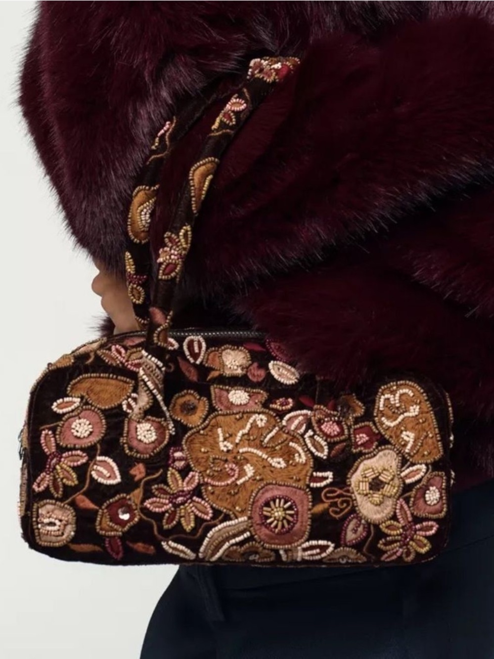 ZARA EMBROIDERED SHOULDER BAG